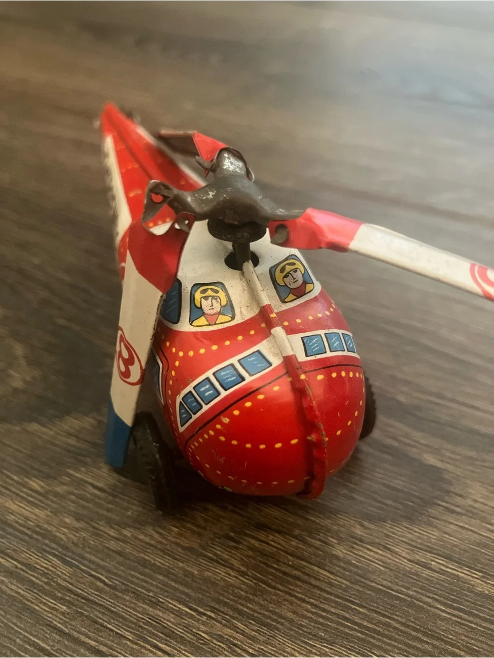 Vintage Tin Made In Japan 8 Emergency Helicopter Friction Toy Works